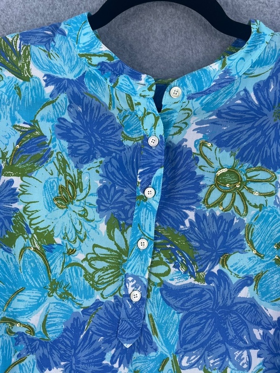 Talbots Tops - Talbots 100% Tencel Blue Floral Top Medium